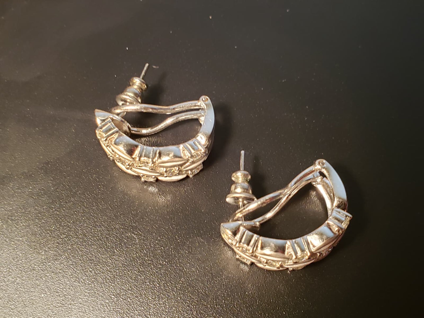 18 K White Gold Diamond Hoop Earrings